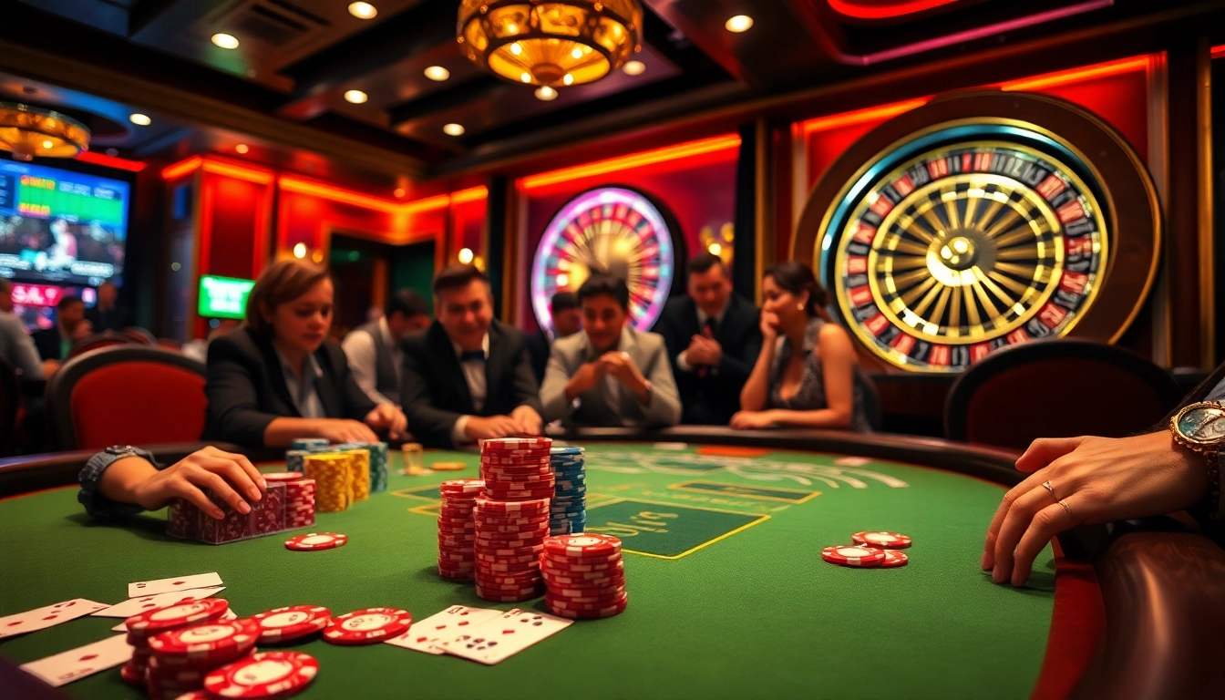 Experience the excitement of gambling at mb66.nyc with vibrant poker tables and thrilling players.